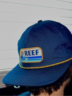 Reef Navy Blue Rope Hat with Gold Trim